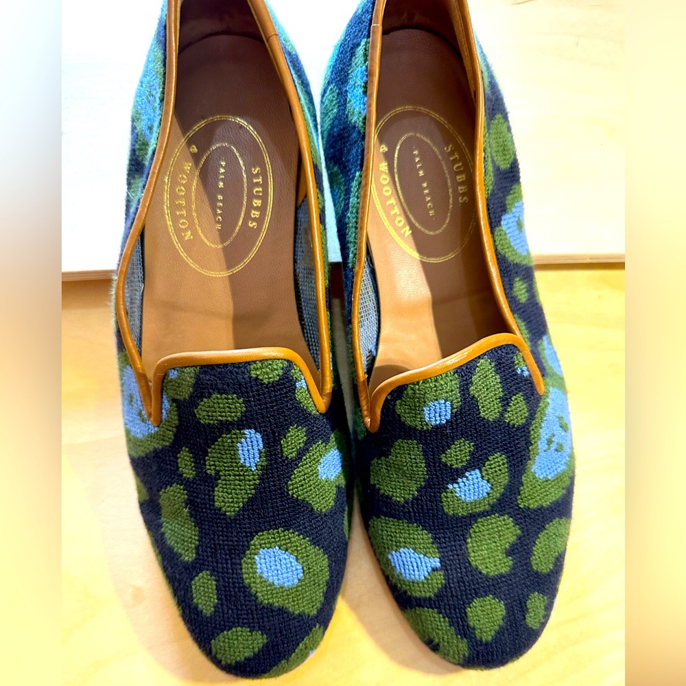 Stubbs & Wootton Blue and Green Loafers